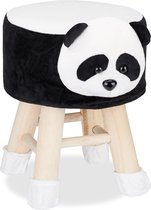 Relaxdays Kinderkruk - kinderpoef - decoratie - hocker met pootjes - dieren design - Panda