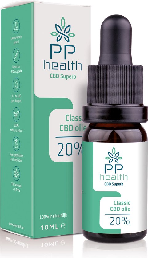 PP Health - CBD Olie Classic 20% - 2000mg - Full Spectrum - Biologische kwekerij in Zwitserland met een strikte selectie van de best volgroeide planten - 10 ml