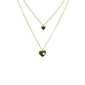 Silventi 9SIL 20288 Zilveren Ketting dames - Layer ketting - Hartje - Hart - 45cm - Goudkleurig