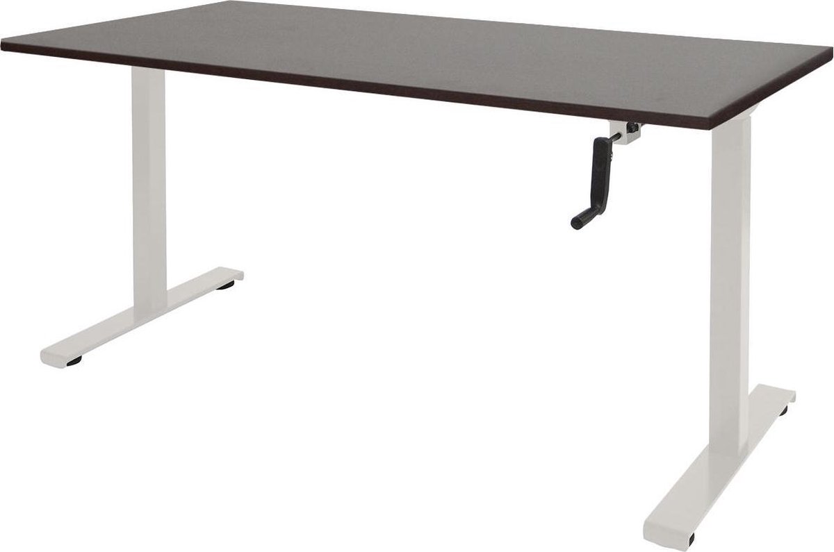 RoomForTheNew Bureau Heathrow Slinger-Desk - Zit sta Bureau - Zit sta Bureau Elektrisch - Gaming Bureau - Game Bureau - Verstelbaar Bureau - standing Desk - slinger bureau--Logan eiken blad-Wit  onderstel- 180x80