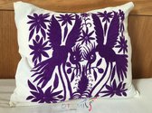Otomi kussensloop in paars - Otomi pillowcase - Otomi Mexico pillow cover - Valentijn Cadeau