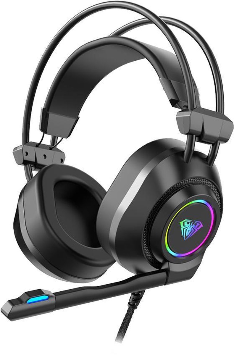 AULA S600 RGB gaming headset met stereo microfoon voor PS4-laptops-Xbox One -Zwart
