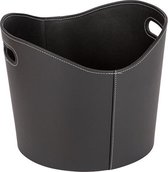 Pelletemmer / Houtblokkenmand in lederlook rond 39 x 39 x 31 cm