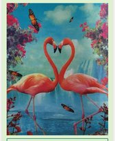 Diamond Painting Flamingo's 40x50 ronde steentjes