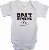 Witte romper met "Opa's lieveling" - maat 80 - babyshower, zwanger, cadeautje, kraamcadeau, grappig, geschenk, baby, tekst, bodieke