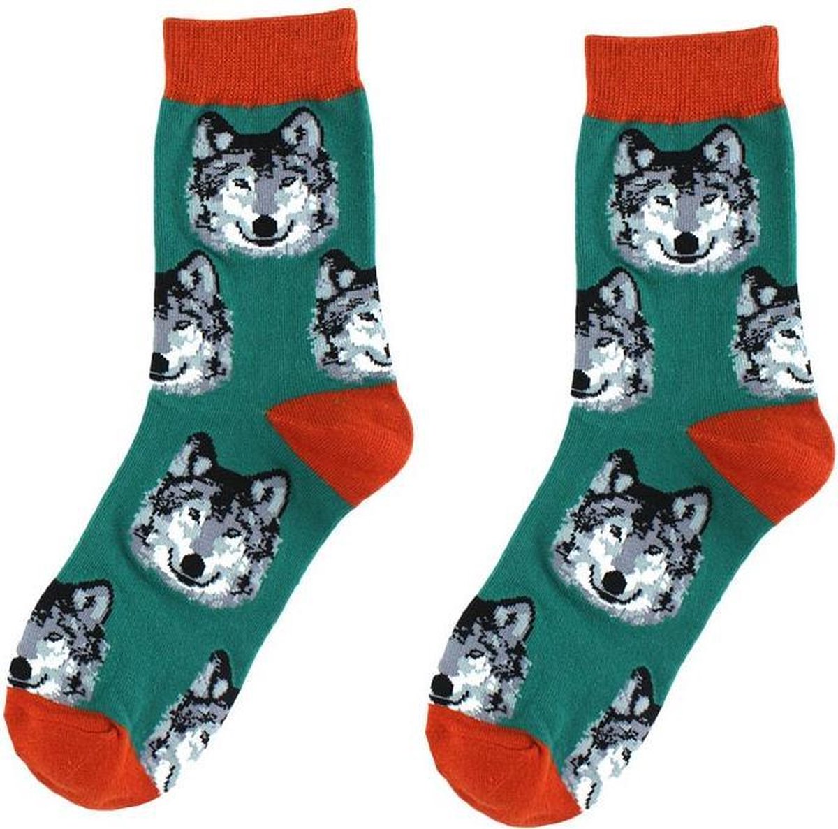 Lot de 2 paires de chaussettes enfant beiges et Blauw avec loups - 23/26