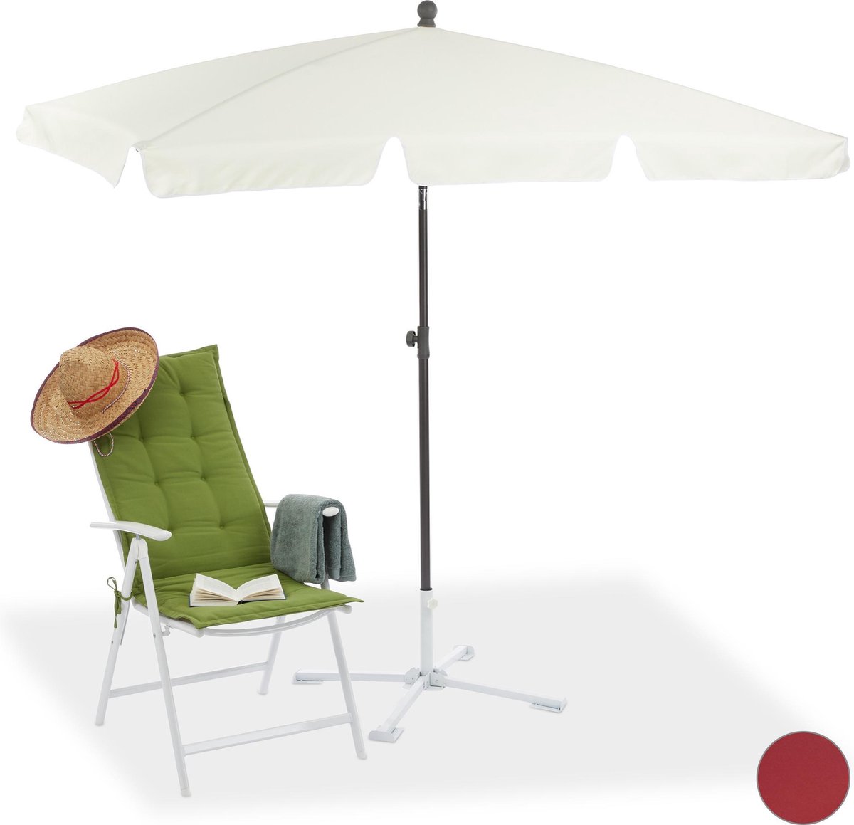 Relaxdays parasol rechthoekig - 200 x 120 cm - strandparasol - stokparasol  balkon of... | bol.com