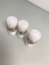 Kaarsen 3 stuks - kerst - wit - met herten en kerstbomen als opdruk