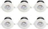 LED Spot 6 Pack - Inbouwspot - Rond 6W - Waterdicht IP65 - Natuurlijk Wit 4200K - Mat Wit Aluminium - Ø90mm - BES LED