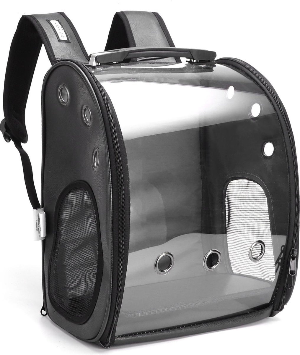 Nobleza Rugzak Voor Huisdieren – Draagtas Voor Katten En Kleine Honden – Transport Tas – Dieren Draagtas – L23 X B33 X H37 Cm – Transparant/Zwart