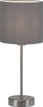 Briloner Leuchten - FABRIC, tafellamp incl. aan- en uitschakelaar, E14, max. 25W, basis: Ø10 cm mat nikkel, kap: Ø15 cm grijs