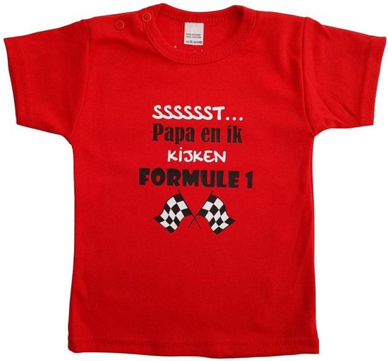Rood baby shirt met "Sssssst... Papa en ik kijken 1" - maat 68 - vaderdag,... | bol.com