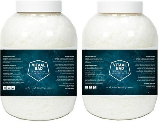 2x 4.5 KG VitaalBad® Magnesium badzout vlokken bad kristallen - meest Pure en Krachtige verkrijgbaar - voor voetenbad of ligbad - 2x pot 4500 gram
