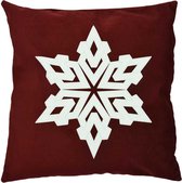 Sneeuwvlok | Kerst Kussen | Rood | Wit | Sierkussenhoes | Super Zacht | Wasbaar | Decoratie | 45cm x 45cm