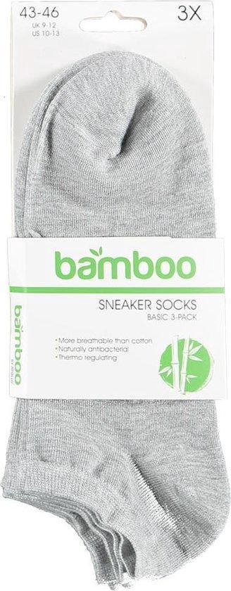 Bamboe sokken sneaker 3 paar - Grijs - Bamboe Sokken Heren - Maat 43/46