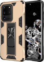 HB Hoesje Geschikt voor Samsung Galaxy S20 Ultra Goud - Magnetic Kickstand Armor Case