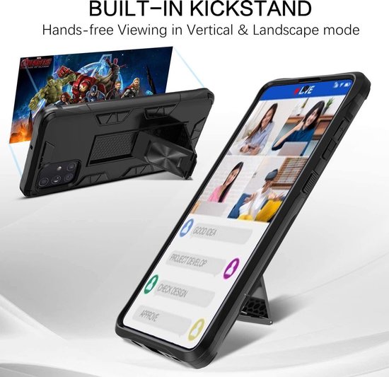 Coque Samsung Galaxy A51 Zwart - Coque Magnétique Kickstand Armor