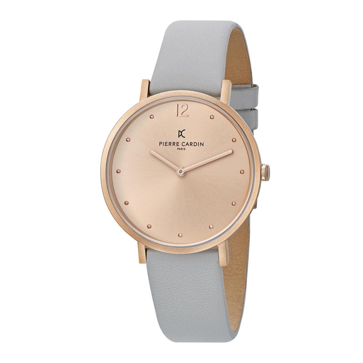 Pierre Cardin Belleville Simplicity CBV.1011 Horloge - Leer - Grijs - Ø 39 mm