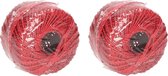 2x Rode glitter touw 20 meter hobby/cadeaulint - Cadeau verpakken/inpakken
