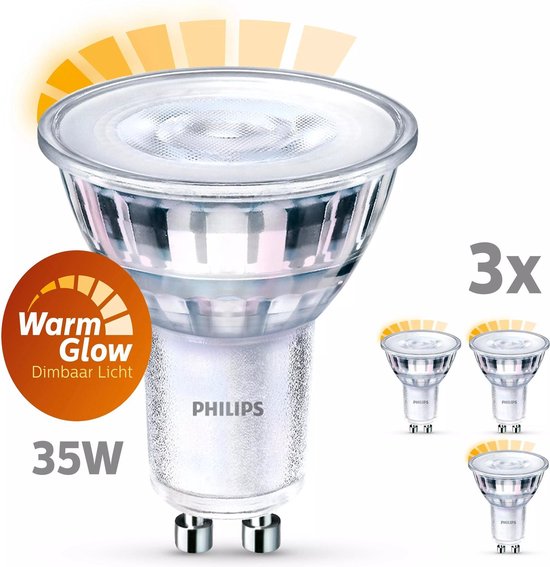 Philips energiezuinige LED Spot- 35 W - GU10 - Dimbaar warmwit licht - 3  stuks | bol.com