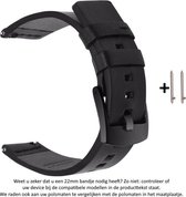Zwart 22mm lederen Sporthorloge bandje voor (zie compatibele modellen) Samsung, LG, Asus, Pebble, Huawei, Cookoo, Vostok en Vector - gespsluiting – Black leather smartwatch strap -