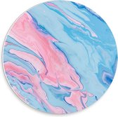 Forex Wandcirkel - Roze/Blauwe Verfvlekken - 30x30cm Foto op Wandcirkel (met ophangsysteem)