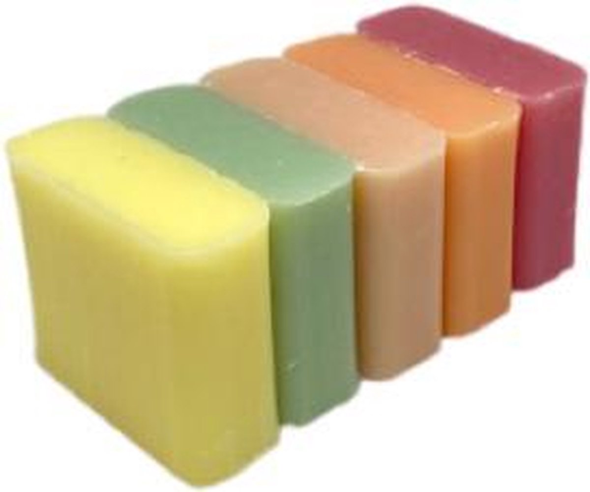 Soap bar set - handzeep savon de marseille Citroen, Aloë vera, Jasmijn, Meloen, Passievrucht 5x30 gr.
