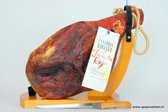 Spaanse ham, Spaanse hesp, hele Serrano Rojo Pimentado (paprika) ham + hamsnijmes + hamhouder