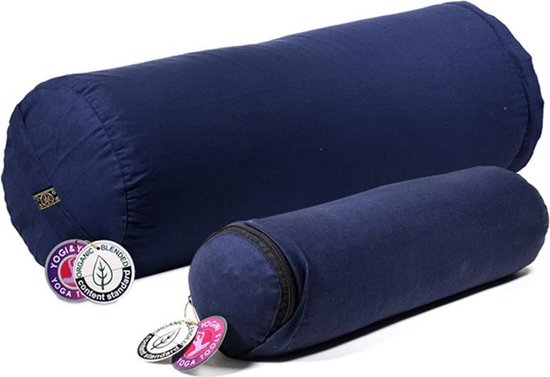 Yogi & Yogini - Yoga Mini Bolster - Biologisch - Biokatoen - Donkerblauw (12 x 40cm) van Yogi & Yogini — afbeelding 2