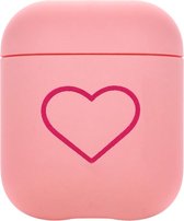Studio Air® Airpods Hoesje - Cute Heart - Stevig Airpod Hoesje - Roze - Voor Airpods 1 en 2