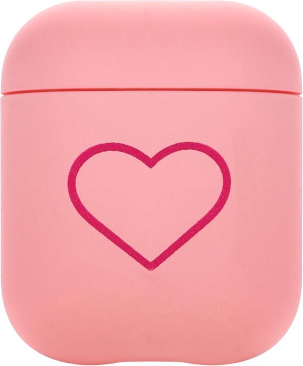 Studio Air® Airpods Hoesje - Cute Heart - Stevig Airpod Hoesje - Roze - Voor Airpods 1 en 2