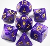 Polydice set - Polyhedral dobbelstenen set 7 delig | Set van 7 dice  | dungeons and dragons dnd dice | D&D Pathfinder RPG DnD | Paars gemarmerd