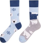 1 paar verschillende sokken - IJsbeer/Sneeuw/Noordpool/Kerst - maat 36-40 dames