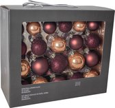 42 x Oneiro's luxe chocolate kerstballen – ø7 cm x 20 stuks -  ø6 cm x 10 stuks - ø5 cm x 12 stuks - kerstbal - luxe verpakking – kerstcollectie – kerstdecoratie – kerstboomhanger – kerstvers