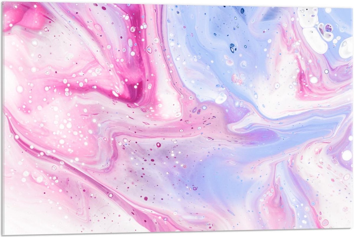 Acrylglas - Roze/Blauwe Pastelverf - 90x60cm Foto op Acrylglas (Wanddecoratie op Acrylglas)
