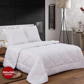 Herzberg HG-22067DP: Witte microvezel beddenset (dekbed + 2 kussens) - 200x200 cm