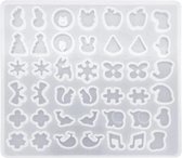 Juwelen - Hangers - Oorbellen - Mal - 42 Figuren - Epoxy - Gietmal - Siliconen - Chocolade - 13.5cm x 12cm
