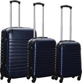 Ensemble de valises Travelerz 3 pièces avec roues et serrure à combinaison - valises à main - ABS - bleu foncé