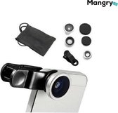 Clip Lens 3-in-1 Fish Eye 180° Lens / Wide Lens / Macro Lens - Universeel Compact. Universeel Tablet/Smartphone - Mangry
