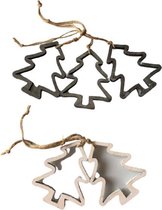 Kerstboom hangers - Grijs / Wit - Hout - l 7,5 x h 9 cm