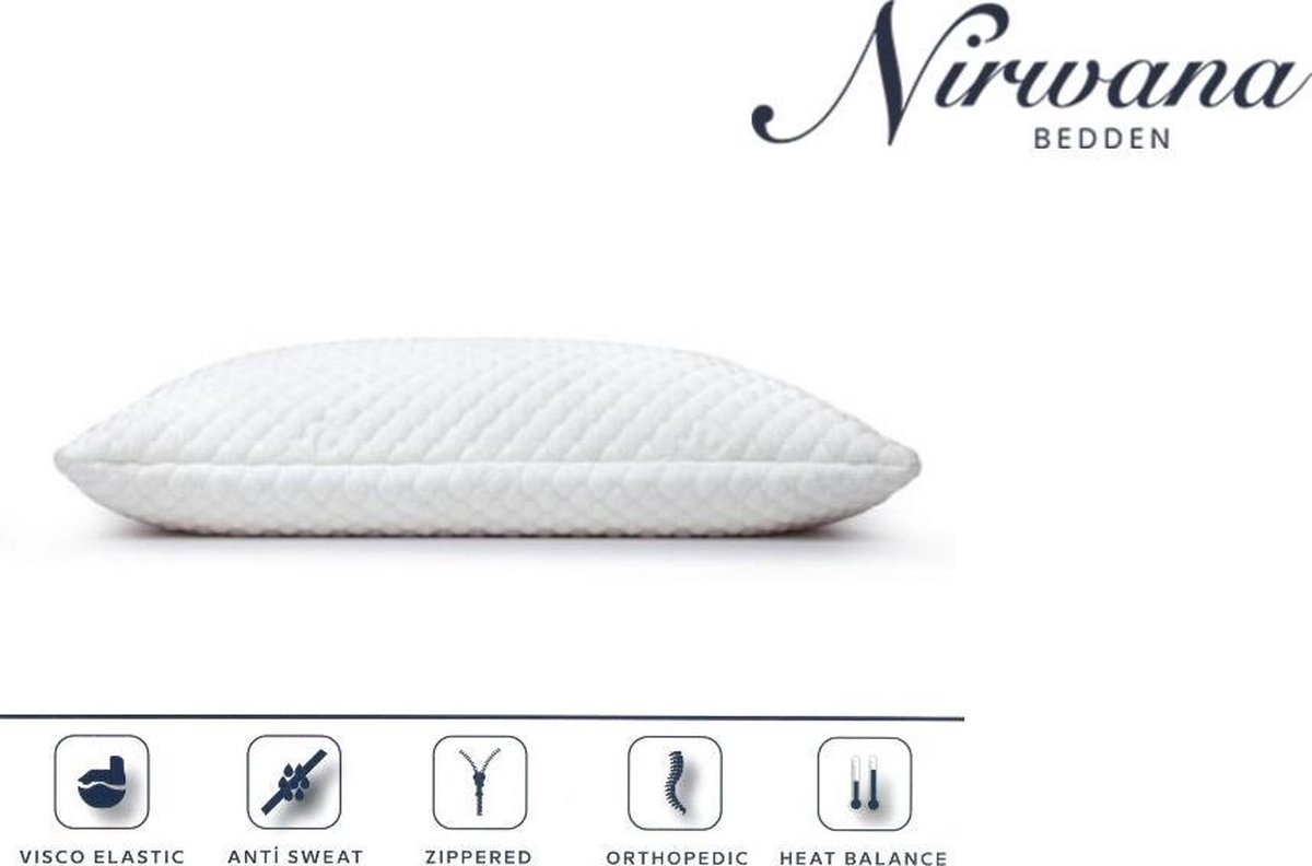 Nirwana Bedden - Hoofdkussen Classic - 50x60x14cm - Traagschuim - Ergonomisch
