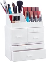 Relaxdays make-up organizer van acryl - cosmetica toren - lippenstifthouder - make up box - wit