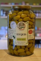 Groene Lucques olijven natuur 1100 gram - super grote bokaal delicatesse olijven