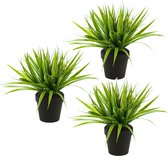 Set van 3x stuks gras struik kunstplant in kunststof pot 33 cm - Woondecoratie/accessoires - Kunstplanten - Nepplanten - Gras planten in pot