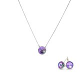 Sieradenset ketting en oorbellen - 12mm Swarovski rivoli - multi kleuren