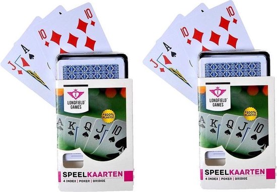 Afbeelding van het spel 2x Speelkaarten plastic poker/bridge/kaartspel in bewaar box - Kaartspellen - Speelkaarten - Pesten/pokeren