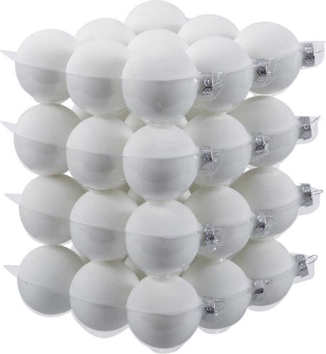 36x Witte glazen kerstballen 6 cm mat/glans