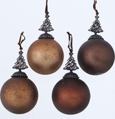 Kerstballen - Luxe -  4 stuks - Ø 8cm - Glas dik - Bruin