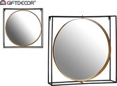 RONDE SPIEGEL METAAL - GOUD / ZWART (65 CM)