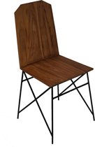 Teakhouten eetkamerstoel naturel  - zwarte metalen poten - industrieel / landelijk - 42 x 39 x 91 cm